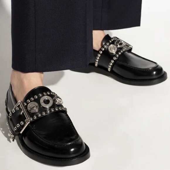 Burberry Shoes - Authentic Burberry Marita Black Leather Silver-Tone Logo Engraved Loafer 39 US/9